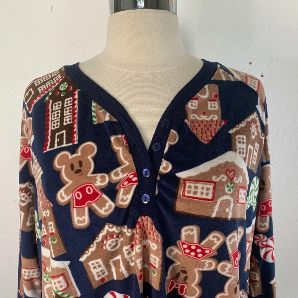 Disney Micky Mouse XL (16-18) Gingerbread Pajama Top Super Soft Long Sleeves